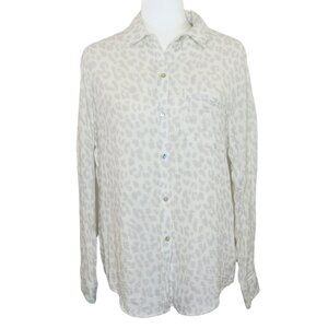 Rails Ellis Grey Jaguar Gauze Cotton Button Up Long Sleeve Shirt
